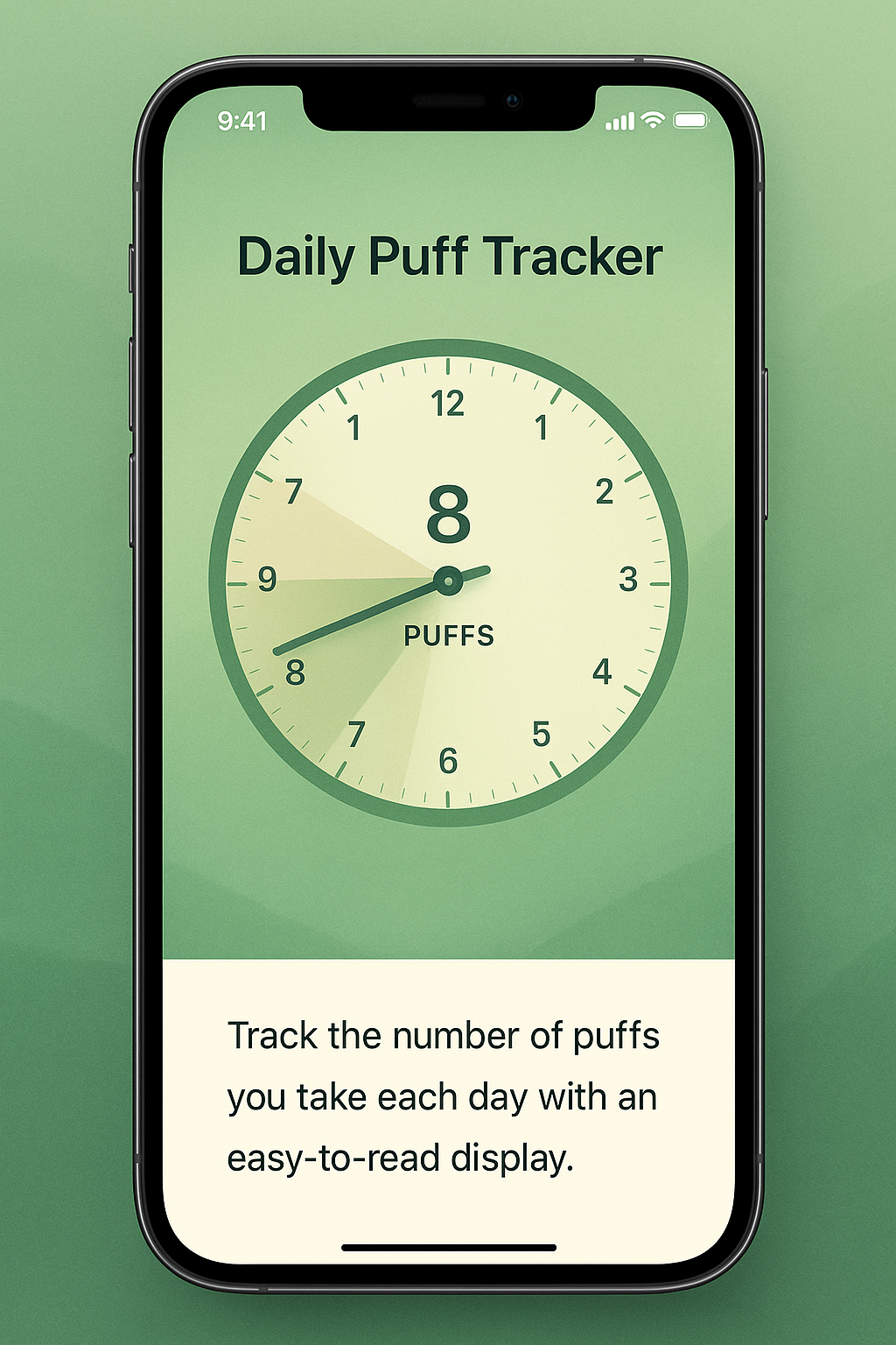 iPhone showing Daily Puff Tracker interface